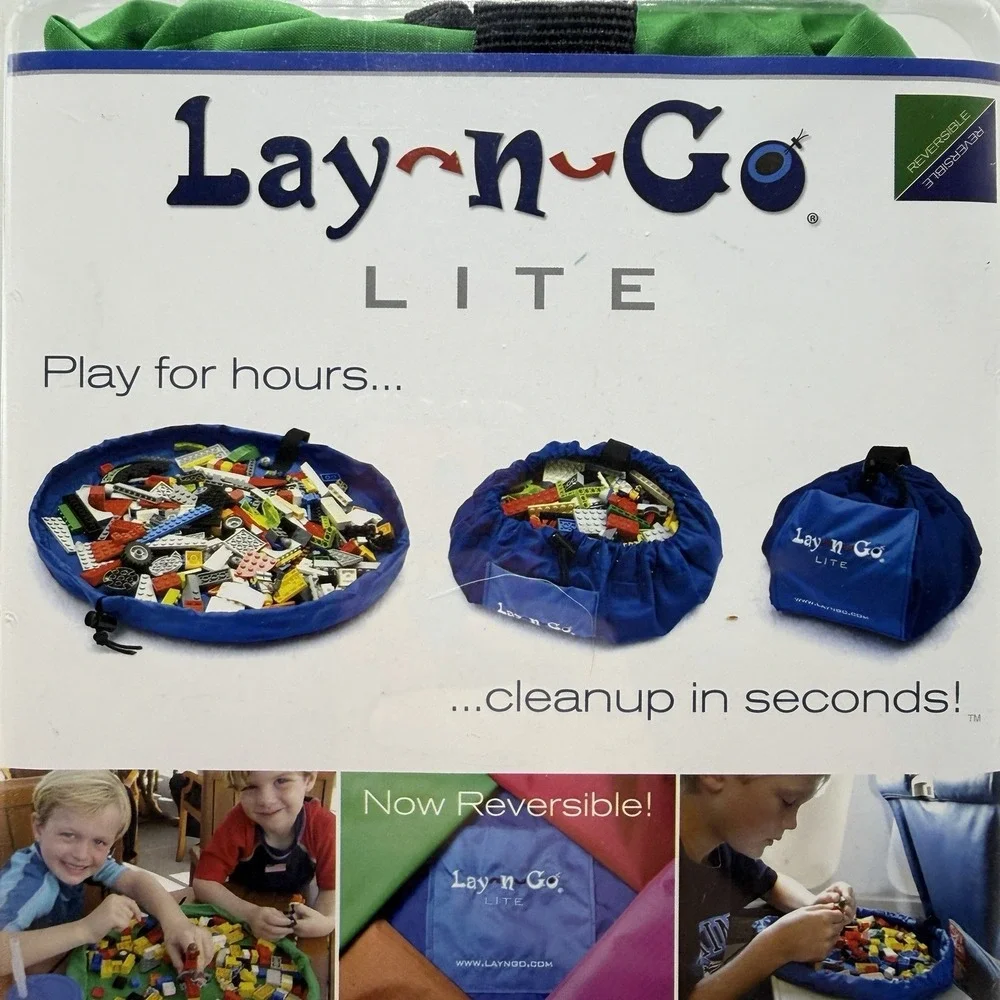 Lay-N-Go‎ Lite Blue Toy Bag 18 Inch Activity Mat Carryall Storage Reversible New